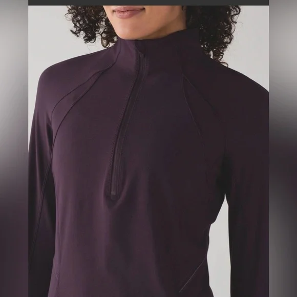 Lululemon Fresh Tracks 1/2 Zip Pullover - Black Cherry - Picture 2 of 6